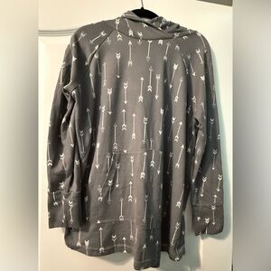 LuLaRoe Gray Pullover Hoodie with White Arrow Motif